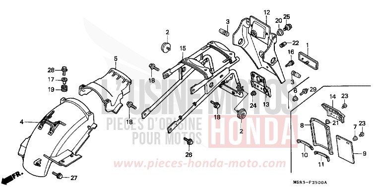 REAR FENDER for Africa Twin SHASTA WHITE (NH138H) from 1988